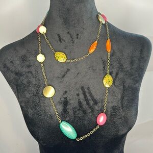 Antiqued Gold and Large Bead Necklace‎